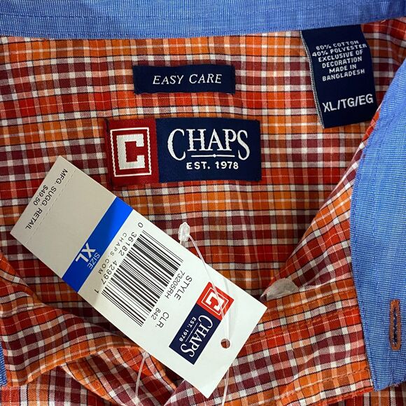 New Chaps Plaid Easy Care Button Down Shirt Men's Size XL - Picture 4 of 11